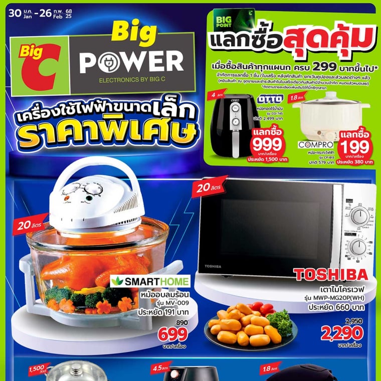 BigC Big POWER เครื่องใช้ไฟฟ้าขนาดเล็ก ราคาพิเศษ วันที่ 30 ม.ค - 26 ก.พ 68